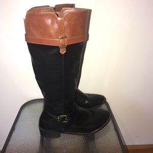 Black and Brown Boots with zipper